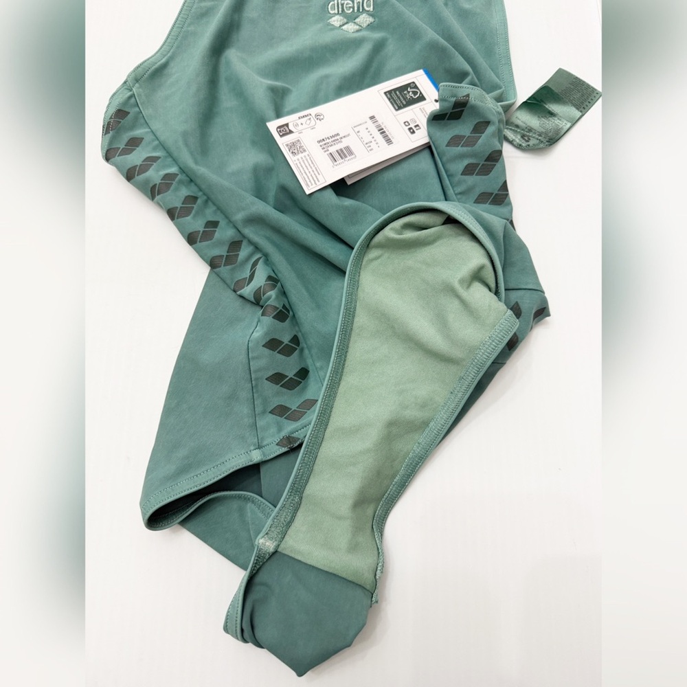 Arena Sage Green Racer Back One-Piece Swimsuit - 32 Small - Picture 7 of 12